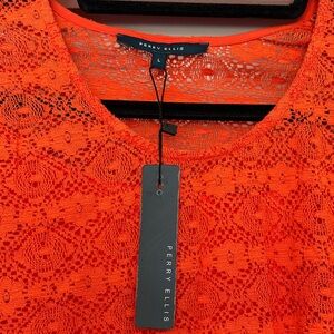 Perry Ellis Vibrant Orange Lace Dress